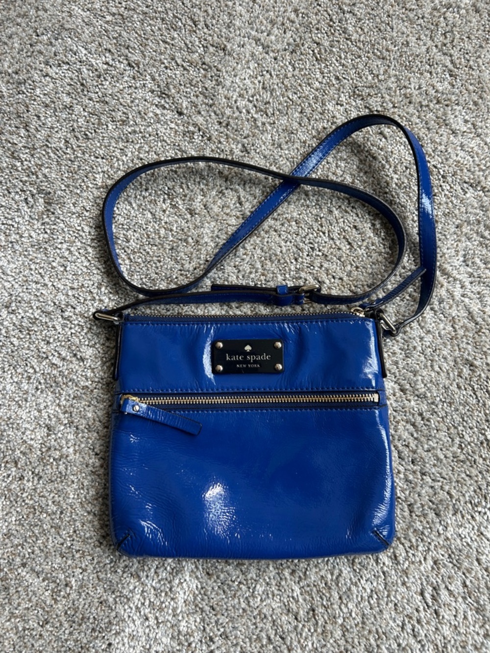 kate spade Tenley Flicker Royal Blue Patent Crossbody Bag